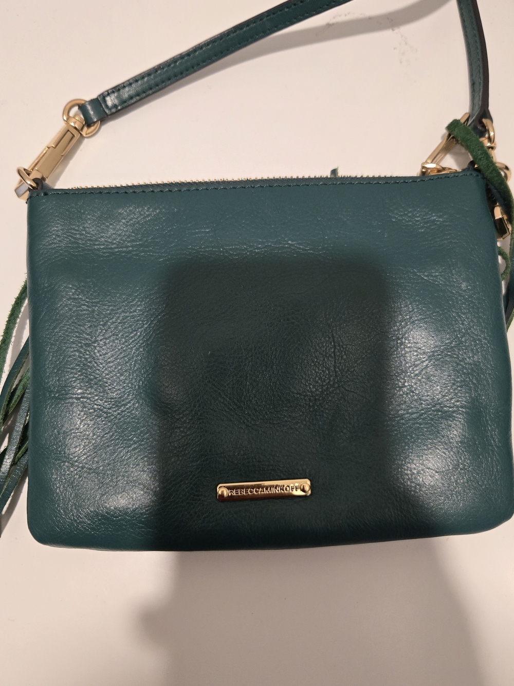 Rebecca Minkoff Green Leather Crossbody Bag with Gold Hardware